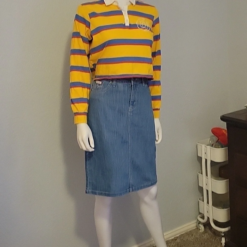 VTG MISS NATALIE 1990s Grunge Light Blue Denim Skirt